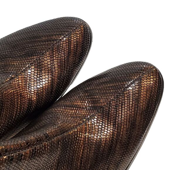 DONALD J. PLINER Swift Snake Embossed Brown Block Heel Ankle Booties Boots 9.5M - Picture 4 of 11